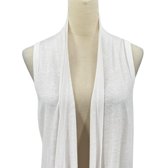 MICHAEL Michael Kors White Knit Sleeveless Midi Length Open Cardigan Duster - Picture 4 of 12